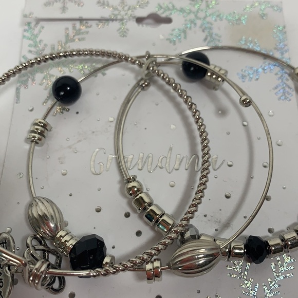 Grandma Adjustable Beaded Charm Bracelet Set of Three - Silver Tone - Picture 4 of 9